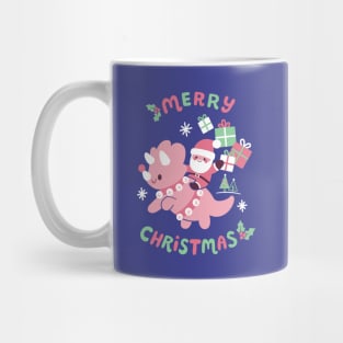 Santa Riding A Dinosaur Mug